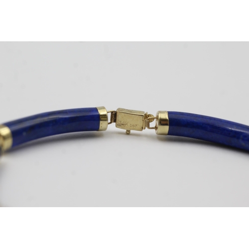 108 - 14ct Gold Lapis Lazuli Panel Bracelet (9.3g)