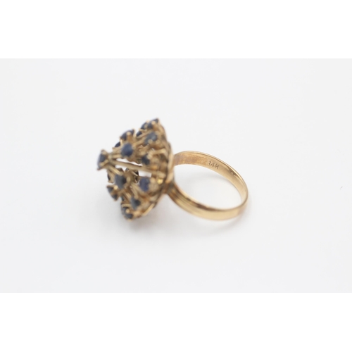 111 - 9ct Gold Sapphire Cluster Cocktail Ring (7.4g) size  M+1/2