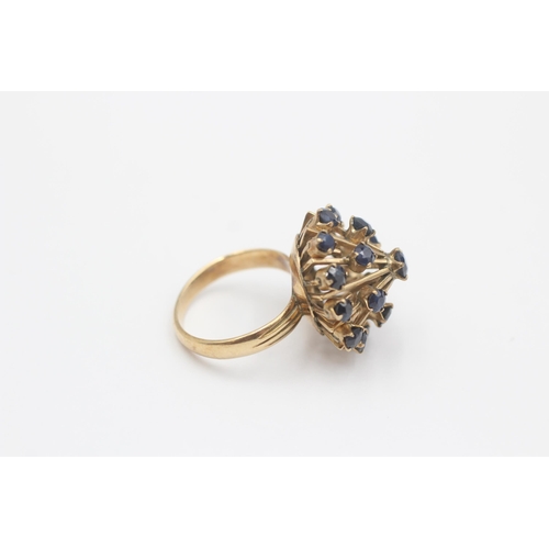 111 - 9ct Gold Sapphire Cluster Cocktail Ring (7.4g) size  M+1/2