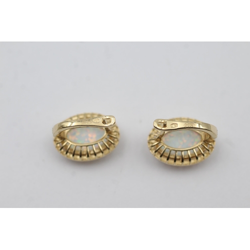 133 - 9ct Gold White Opal Stud Earrings (4.6g)