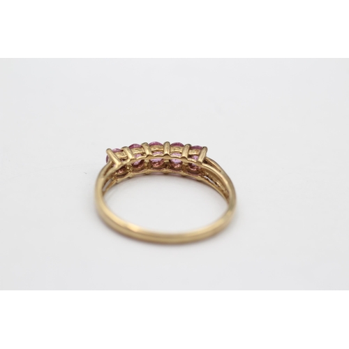 150 - 9ct Gold Pink Sapphire Five Stone Ring (2g) size  P