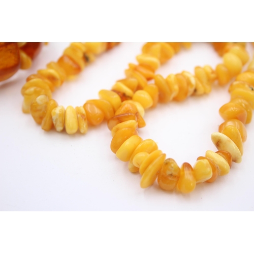 169 - A Butterscotch Amber Nugget Necklace And A Bracelet (63g)