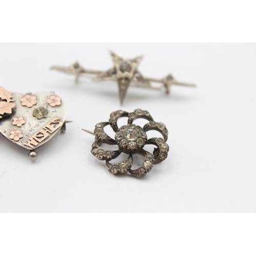 180 - Four Victorian Silver Brooches Including A Love Knot (38g)