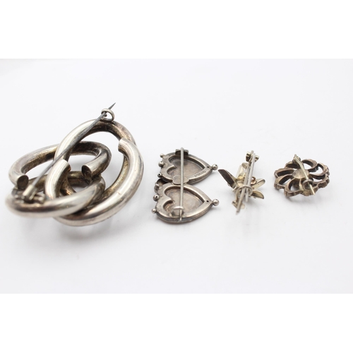 180 - Four Victorian Silver Brooches Including A Love Knot (38g)