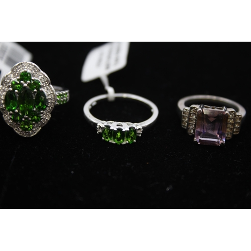 182 - Four Silver Gemstone Set Rings Including Tggc (19g)