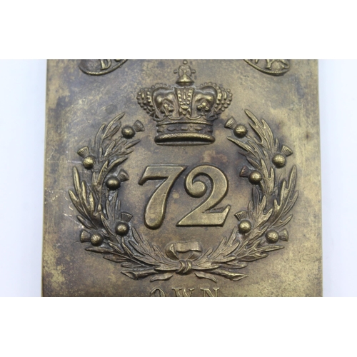 194 - Brass shoulder belt plate with Victorian Crown 72nd Seaforth Highlanders