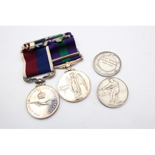 195 - ER II Mounted RAF medal pair and Sports medals