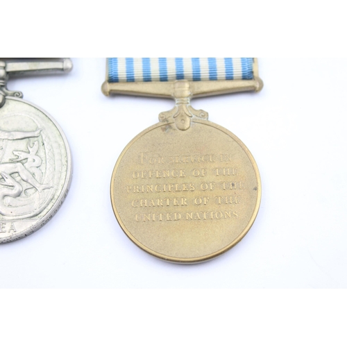 198 - ER II Korea medal pair Queens Korea named 22700500 Signalman J Martin Royal Signals