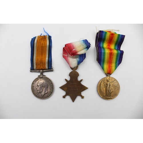 206 - WWI 1914-15 Star Trio named 10275 Pte. E Heys Lancashire Fusiliers