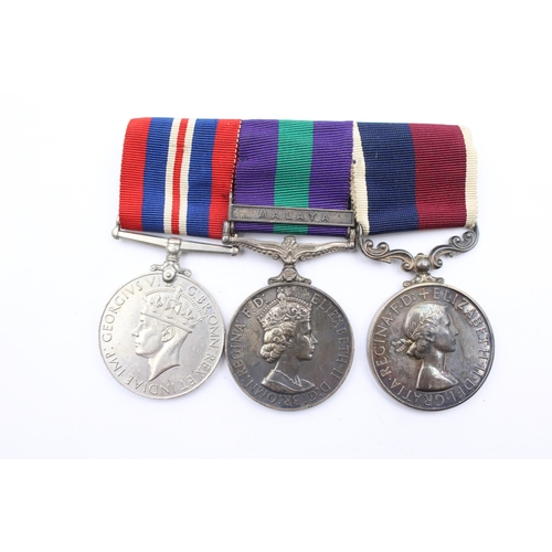 207 - WWII ERII mounted medal group named GSM Cyprus 3215061 Cpl PJ Dinsdale RAF and Long Service w/o PJ D... 