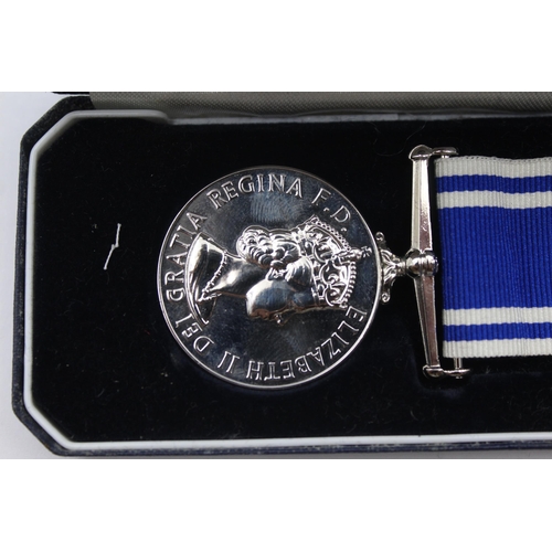 210 - 2x Police Long Service Medals including boxed ERII named Const. Peter J Vincent GVI Inspector David ... 