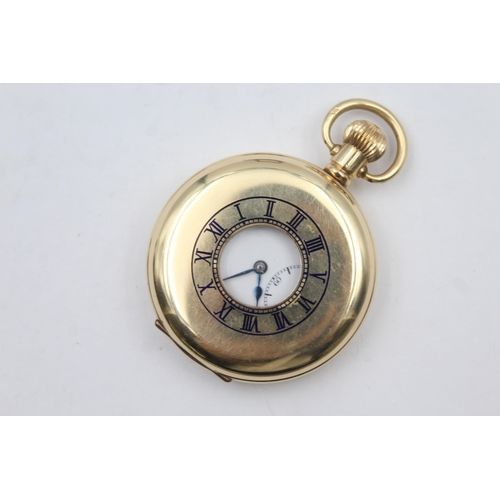 214 - Vintage Gents VERTEX Rolled Gold Half Hunter POCKET WATCH Hand wind WORKING Boxed