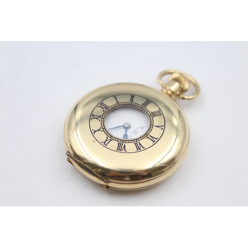 214 - Vintage Gents VERTEX Rolled Gold Half Hunter POCKET WATCH Hand wind WORKING Boxed