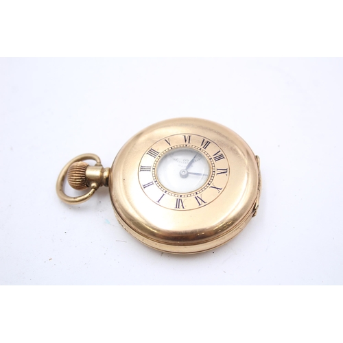 216 - Vintage Gents ZENITH Rolled Gold Half Hunter POCKET WATCH Hand-Wind WORKING