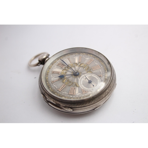 219 - Antique Gents .925 SILVER Open Face Fusee POCKET WATCH Key-Wind WORKING 135g