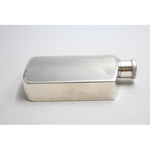 232 - Vintage Hallmarked 1948 Birmingham STERLING SILVER Gents Curved Hip Flask 180g