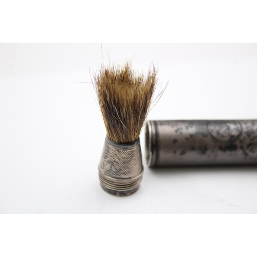 239 - Antique Victorian Hallmarked 1851 London STERLING SILVER Gents Shaving Brush 48g