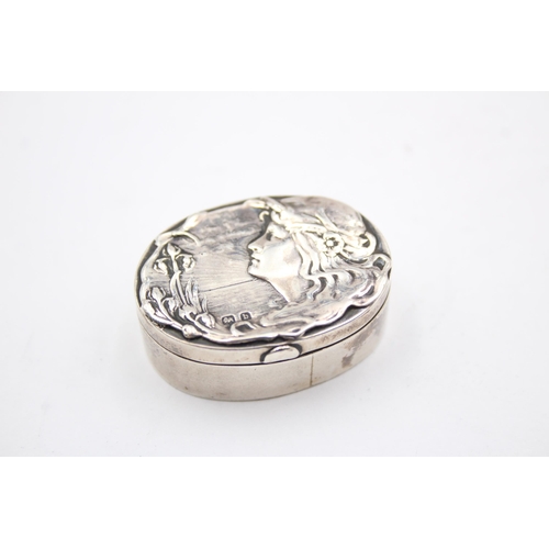 240 - Antique Art Nouveau 1901 Birmingham STERLING SILVER Pill / Trinket Box (11g)