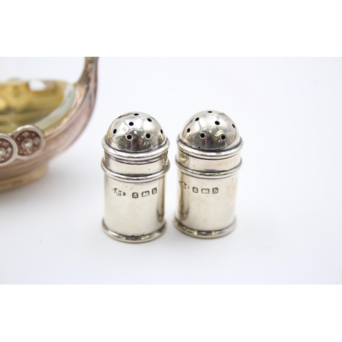 250 - 3 x Antique Vintage .925 STERLING SILVER Condiment Pot & Shakers Inc Norway 41g