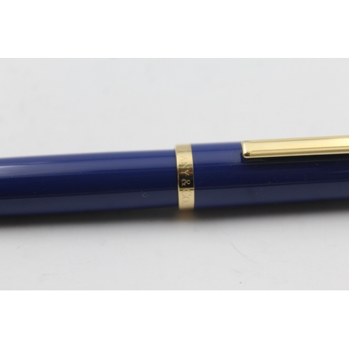 283 - TIFFANY & CO. Navy Blue & Gold Plate ROLLERBALL Pen w/ Original Box Etc