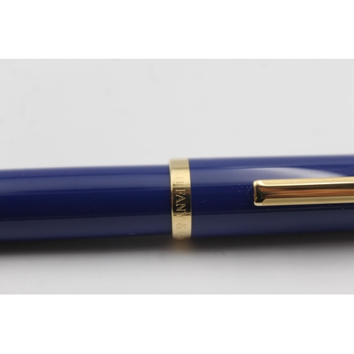 283 - TIFFANY & CO. Navy Blue & Gold Plate ROLLERBALL Pen w/ Original Box Etc