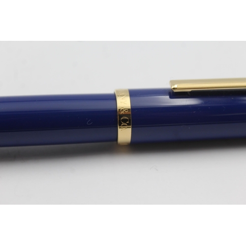 283 - TIFFANY & CO. Navy Blue & Gold Plate ROLLERBALL Pen w/ Original Box Etc