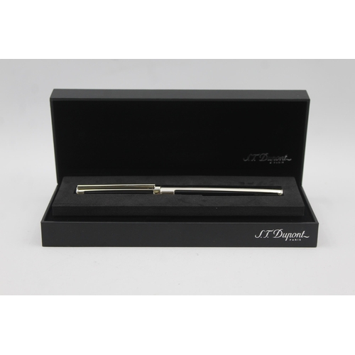 287 - S.T DUPONT Black & Polished Steel ROLLERBALL PEN In Original Box WRITING