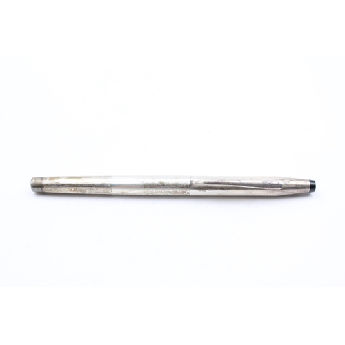 291 - Vintage CROSS .925 STERLING SILVER Cased FOUNTAIN PEN w/ 14ct Gold Nib (20g)