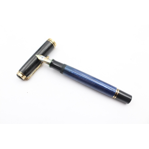 293 - PELIKAN Sovereign Blue & Black FOUNTAIN PEN w/ 18ct Gold Nib WRITING