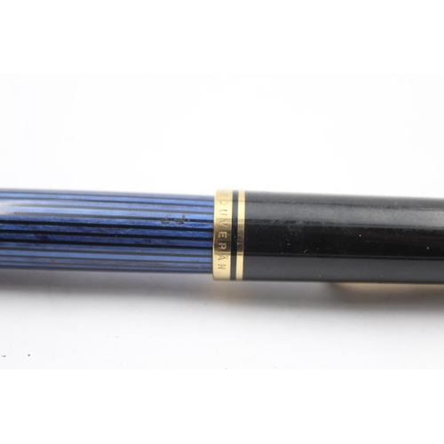 293 - PELIKAN Sovereign Blue & Black FOUNTAIN PEN w/ 18ct Gold Nib WRITING