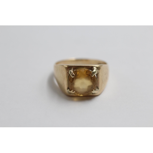 3 - 9ct Gold Citrine Single Stone Ring (4g) size  M+1/2