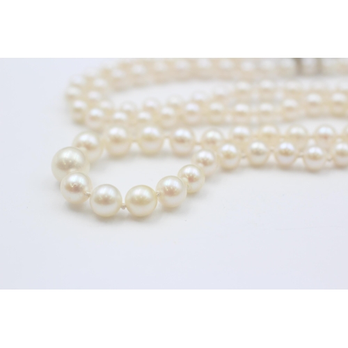 37 - 950 Platinum Clasp Cultured Pearl Single Strand Necklace With Safety Chain (13.2g)