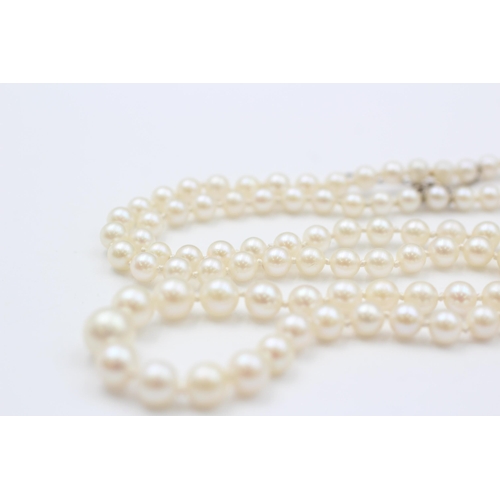 37 - 950 Platinum Clasp Cultured Pearl Single Strand Necklace With Safety Chain (13.2g)