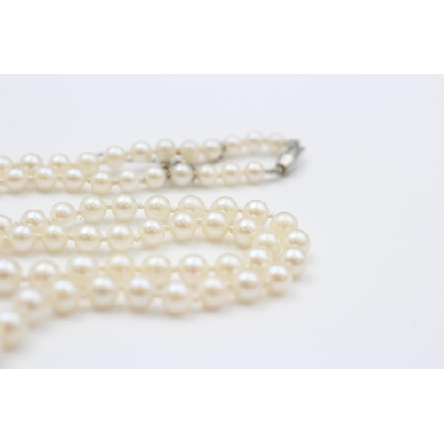 37 - 950 Platinum Clasp Cultured Pearl Single Strand Necklace With Safety Chain (13.2g)