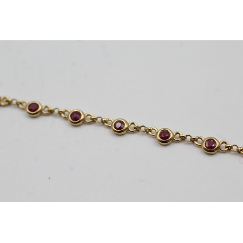 53 - 14ct Gold Ruby Fancy Link Bracelet (6.4g)