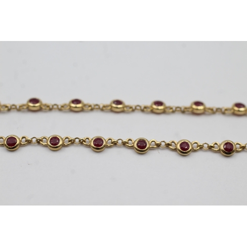 53 - 14ct Gold Ruby Fancy Link Bracelet (6.4g)