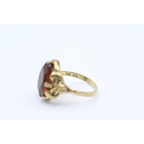 55 - 14ct Gold Citrine Single Stone Ring (4.3g) size  P