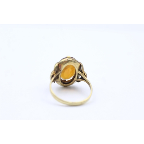 55 - 14ct Gold Citrine Single Stone Ring (4.3g) size  P