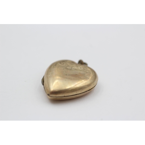 85 - 3 X 9ct Gold Back & Front Heart Locket Pendants (9.7g)