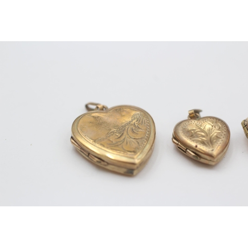 89 - 4 X 9ct Gold Back & Front Heart Locket Pendants (8.9g)