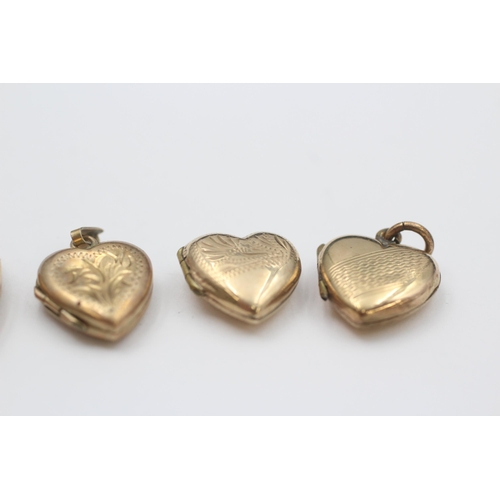 89 - 4 X 9ct Gold Back & Front Heart Locket Pendants (8.9g)