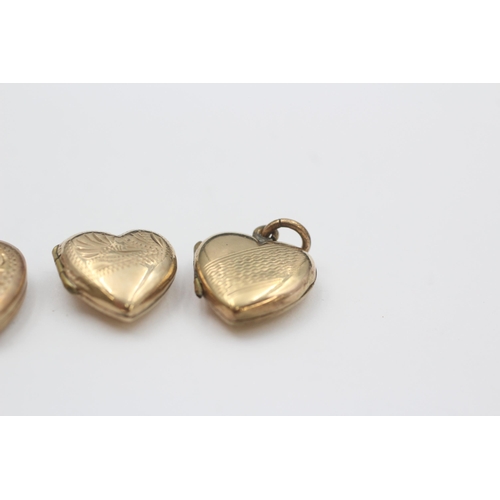 89 - 4 X 9ct Gold Back & Front Heart Locket Pendants (8.9g)