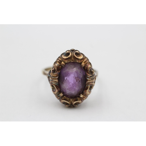 97 - 9ct Gold Amethyst Single Stone Ring (3g) size  M+1/2