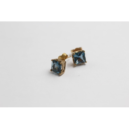 110 - 3 X 9ct Gold Gemstone Stud Earrings Inc. Diamond, Tanzanite, Topaz & Sapphire (4.5g)