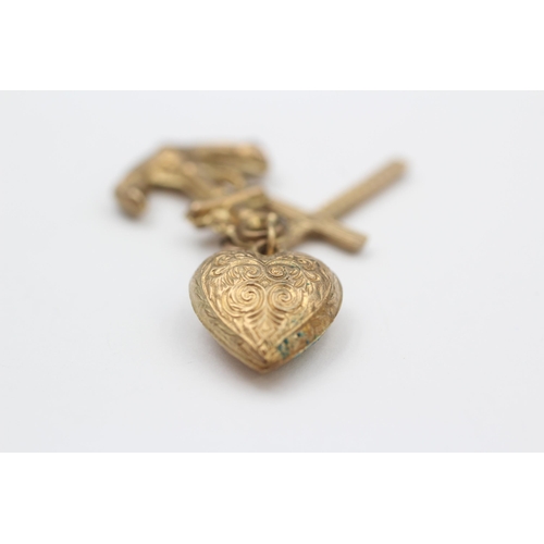 12 - 9ct Gold Antique Heart & Anchor Charm Pendant (2.3g)