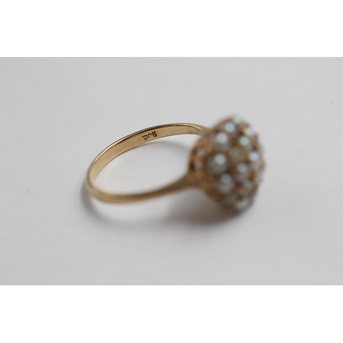 131 - 9ct Gold Seed Pearl Halo Ring (2.7g) size I