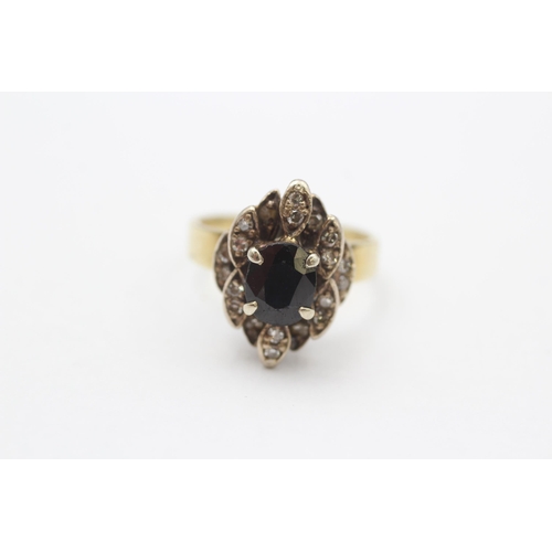 36 - 9ct Gold Sapphire Five Stone Ring With Diamond Spacers (2.2g) size M1/2