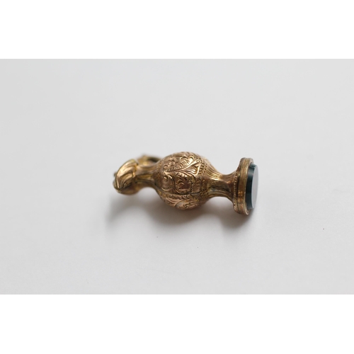 4 - 2 X 9ct Gold Antique Bloodstone & Carnelian Charm Pendants (3.1g)