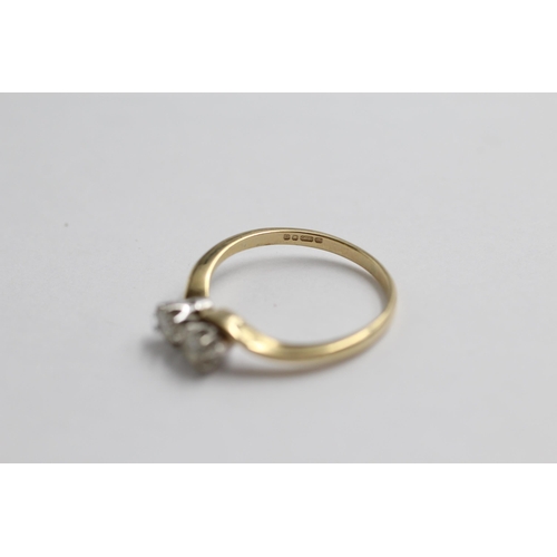 48 - 9ct Gold Round Brilliant Cut Diamond Two Stone Ring (2g) size O