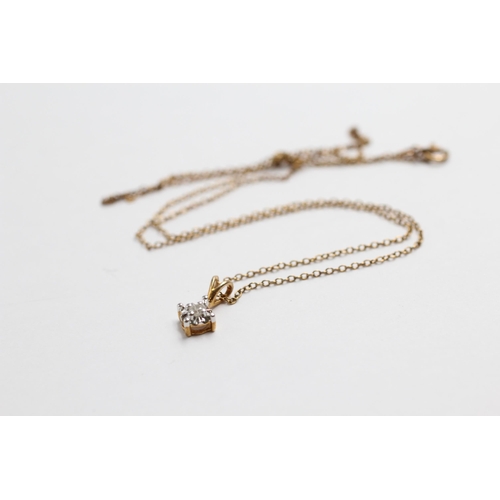 50 - 9ct Gold Diamond Pendant Necklace (1.4g)